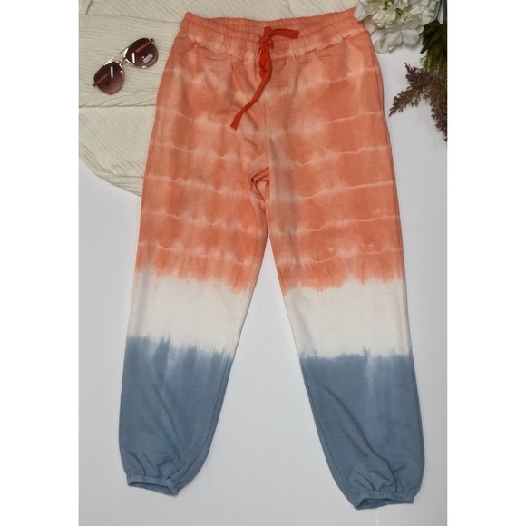 She and sky joggers size L sweatpants cotton knit pants Tie dye pockets joggers - Picture 7 of 14